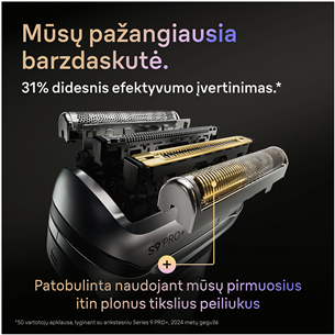 Braun Series 9 Pro+ Wet & Dry, 6 viename, SmartCare centras ir PowerCase, tamsiai pilkas - Skustuvas