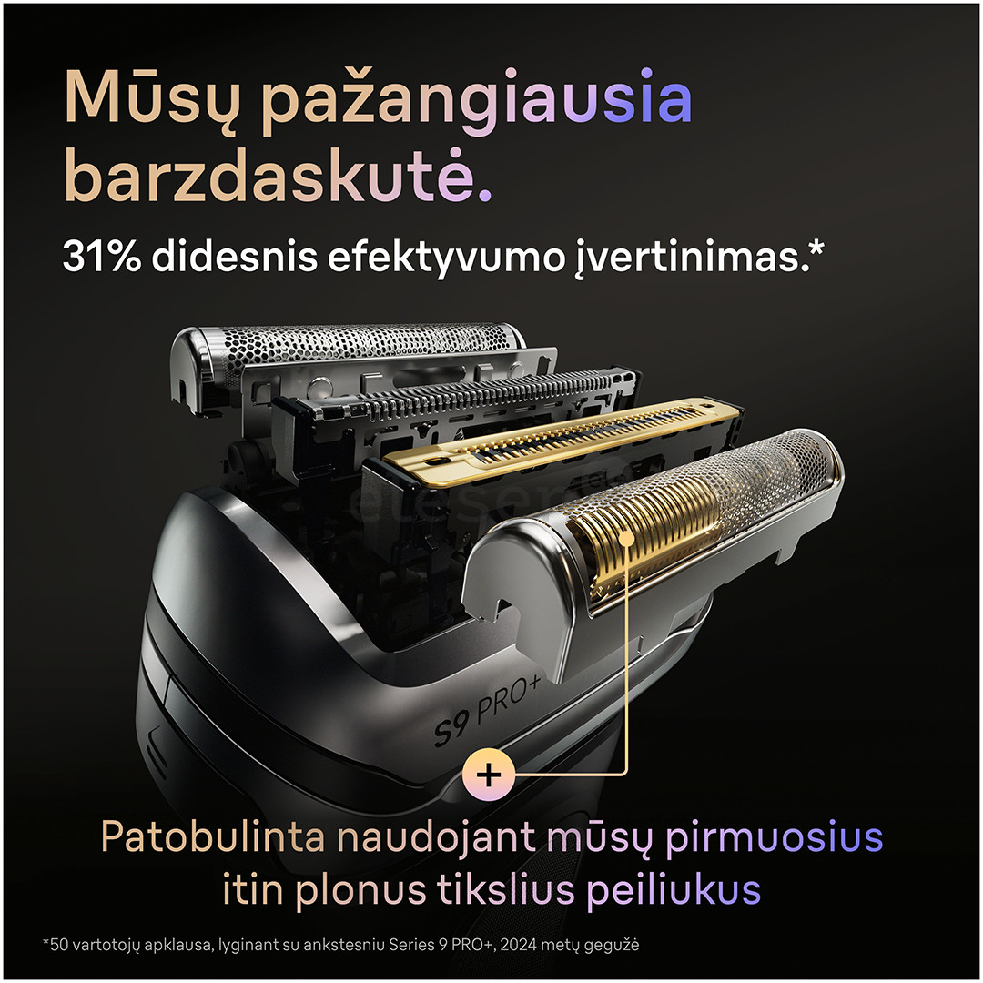 Braun Series 9 Pro+ Wet & Dry, 6 viename, SmartCare centras ir PowerCase, tamsiai pilkas - Skustuvas