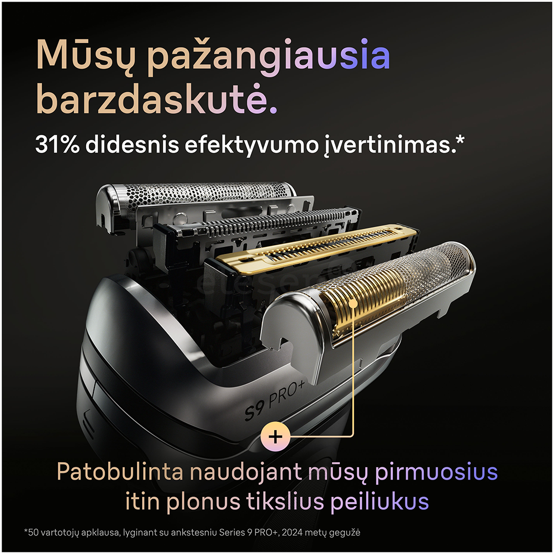 Braun Series 9 Pro+ Wet & Dry, 6 viename, SmartCare centras ir PowerCase, tamsiai pilkas - Skustuvas