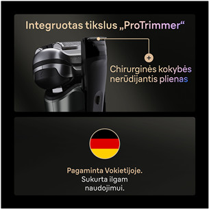 Braun Series 9 Pro+ Wet & Dry, 6 viename, SmartCare centras ir PowerCase, tamsiai pilkas - Skustuvas