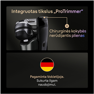 Braun Series 9 Pro+ Wet & Dry, 6 viename, SmartCare centras ir PowerCase, tamsiai pilkas - Skustuvas