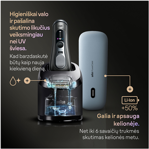 Braun Series 9 Pro+ Wet & Dry, 6 viename, SmartCare centras ir PowerCase, tamsiai pilkas - Skustuvas
