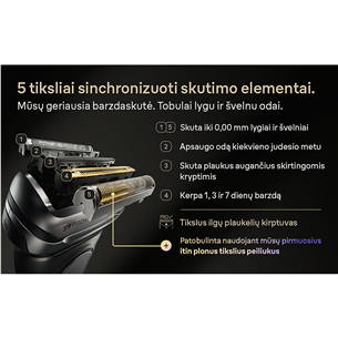Braun Series 9 Pro+ Wet & Dry, 6 viename, SmartCare centras ir PowerCase, tamsiai pilkas - Skustuvas