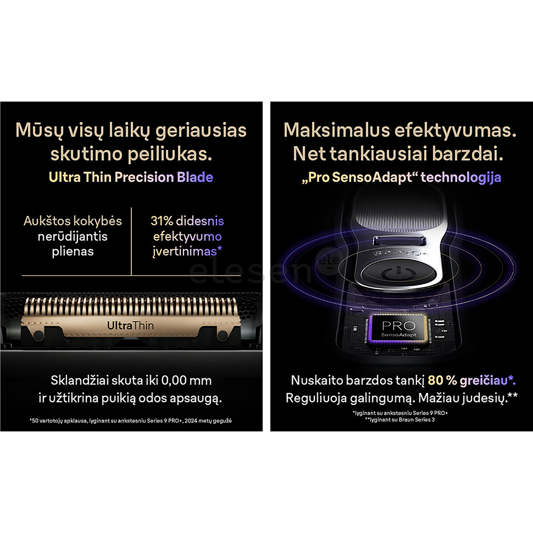 Braun Series 9 Pro+ Wet & Dry, 6 viename, SmartCare centras ir PowerCase, tamsiai pilkas - Skustuvas
