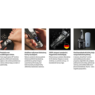 Braun Series 9 Pro+ Wet & Dry, 6 viename, SmartCare centras ir PowerCase, tamsiai pilkas - Skustuvas