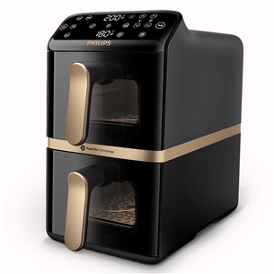 Philips Airfryer 4000 Series Stacked Dual Basket, 2300 W, 10 L, juoda - Karšto oro gruzdintuvė NA462/70