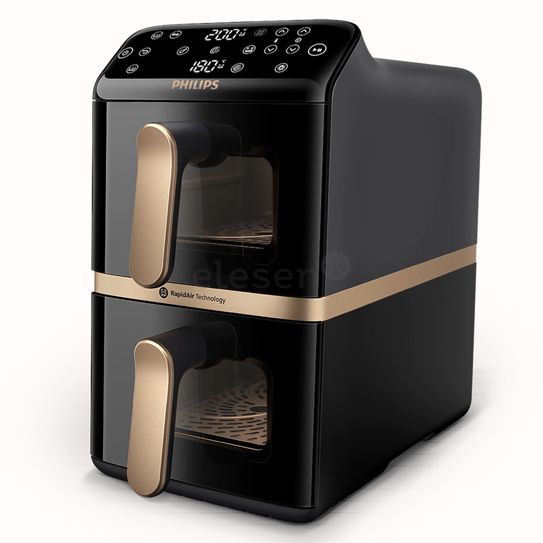 Philips Airfryer 4000 Series Stacked Dual Basket, 2300 W, 10 L, juoda - Karšto oro gruzdintuvė