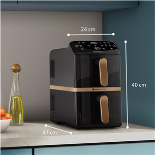 Philips Airfryer 4000 Series Stacked Dual Basket, 2300 W, 10 L, juoda - Karšto oro gruzdintuvė