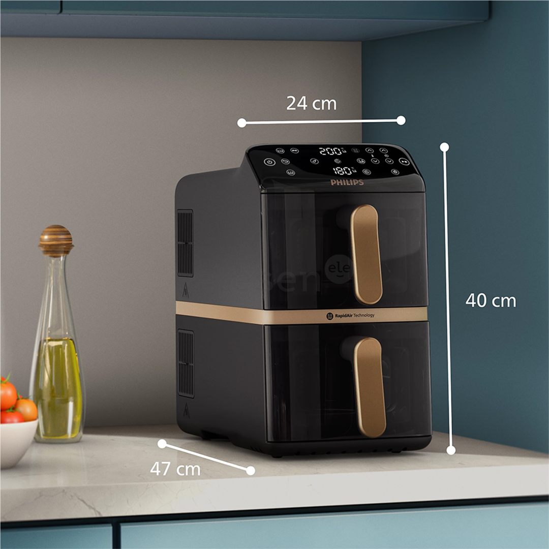 Philips Airfryer 4000 Series Stacked Dual Basket, 2300 Вт, 10 л, черный - Аэрогриль