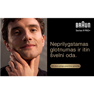 Braun Series 9 Pro+ Wet & Dry, 6-in-1 SmartCare centre and PowerCase, sidabro spalvos - Skustuvas