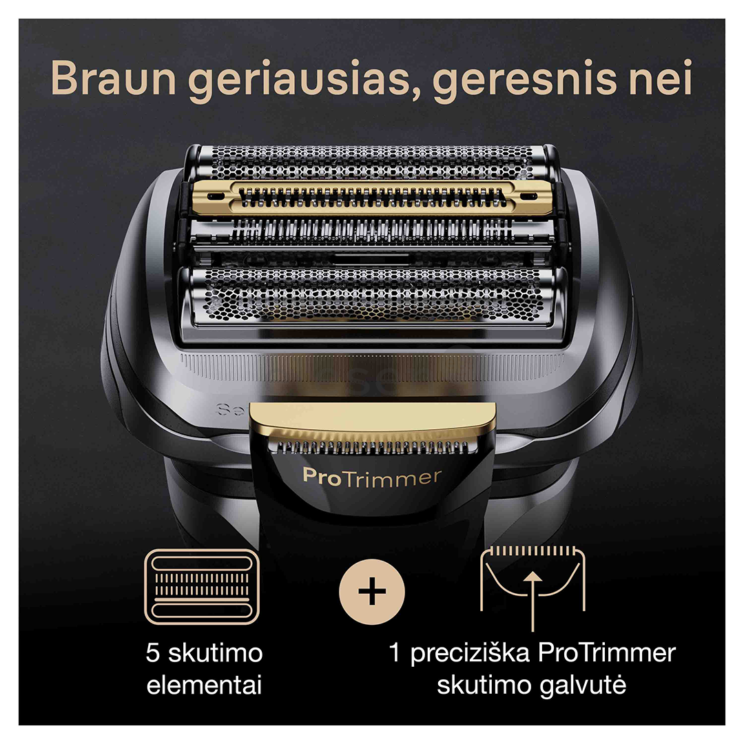 Braun Series 9 Pro+ Wet & Dry, 6-in-1 SmartCare centre and PowerCase, sidabro spalvos - Skustuvas