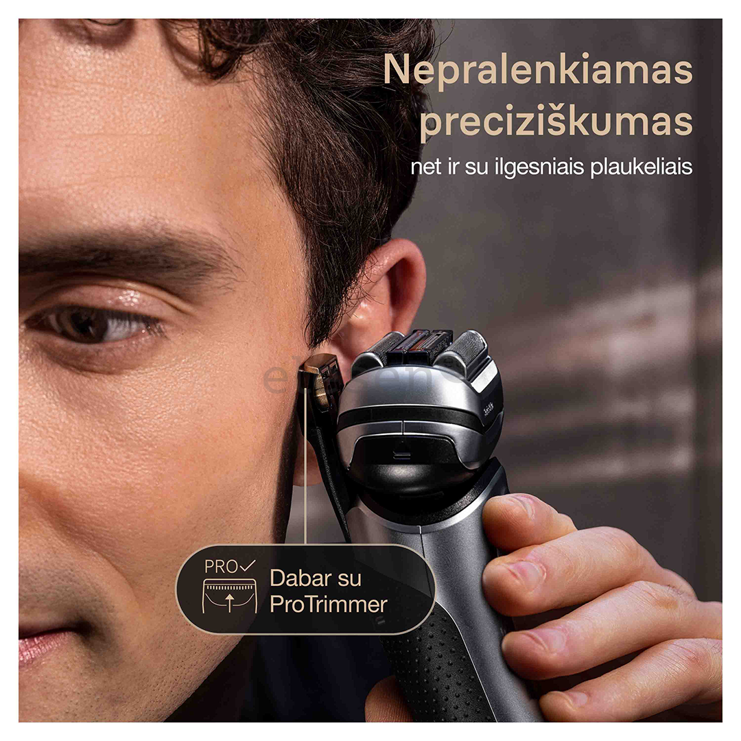 Braun Series 9 Pro+ Wet & Dry, 6-in-1 SmartCare centre and PowerCase, sidabro spalvos - Skustuvas
