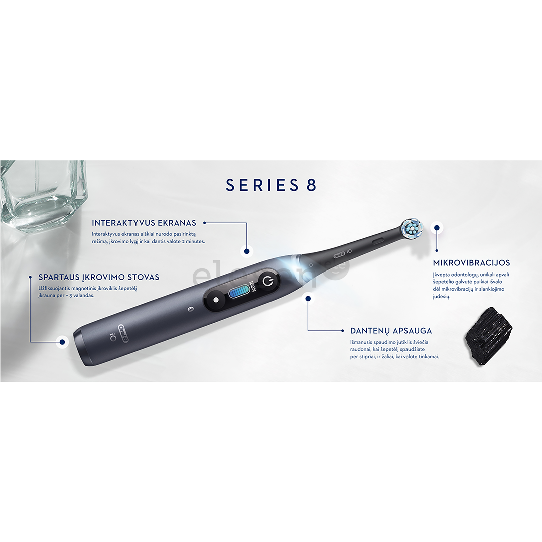 Braun Oral-B iO 8 Duo, 2 vnt., juodas/baltas - Elektriniai dantų šepetėliai