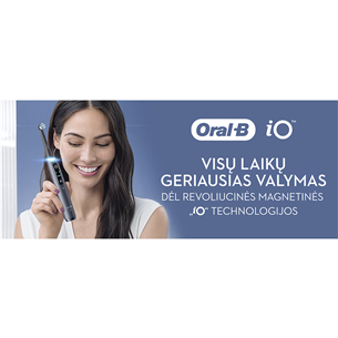 Braun Oral-B iO 8, su kelioniniu dėklu, juodas/pilkas - Elektrinis dantų šepetėlis