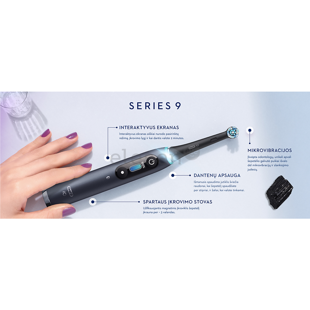 Braun Oral-B iO 9 Black Onyx - Elektrinis dantų šepetėlis