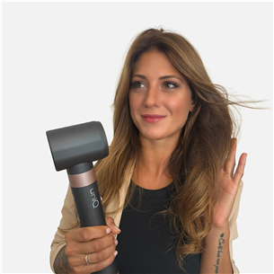 GA.MA Vibrance UniQ, 1500 W, tamsiai pilkos/rožinės - Plaukų formavimo šukos