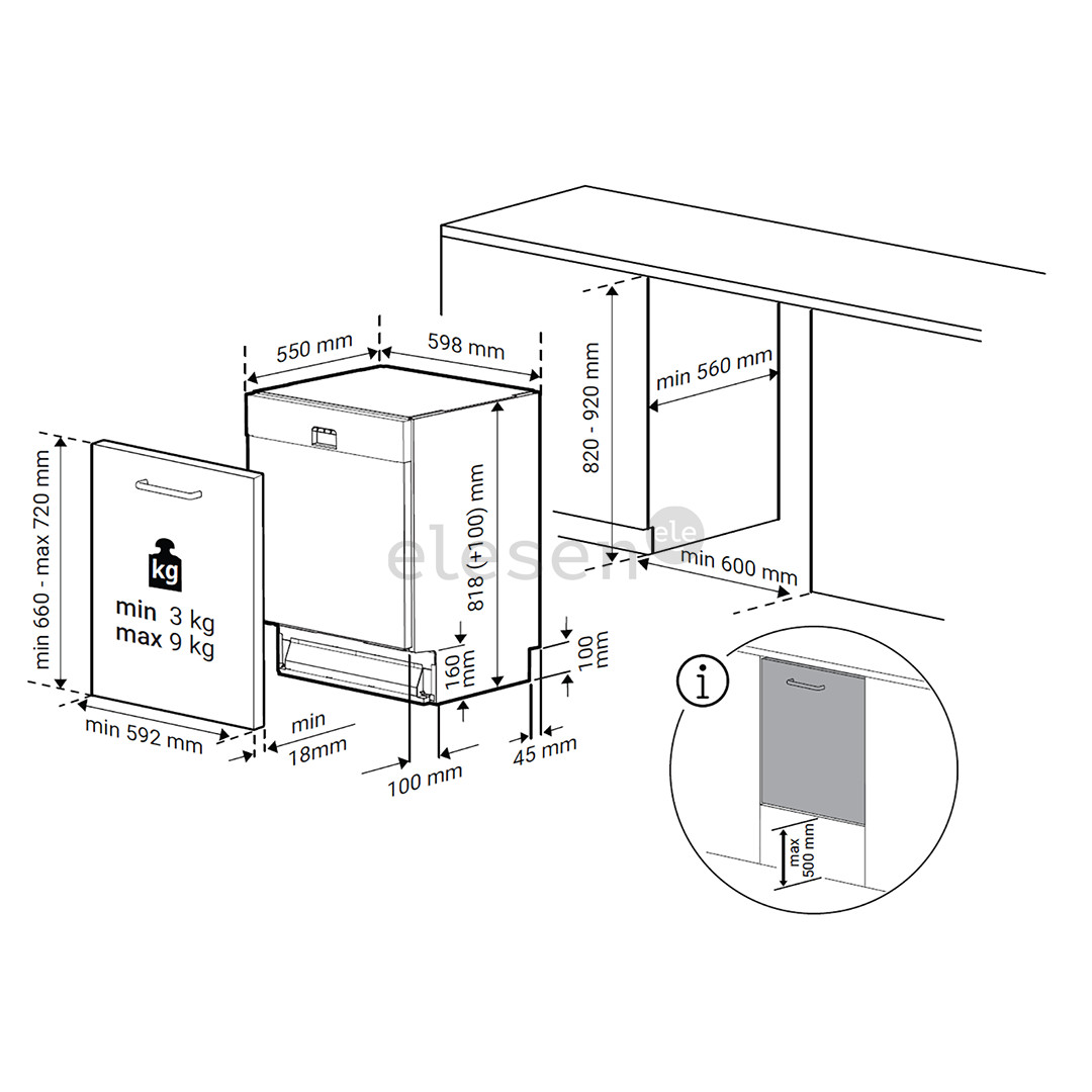 Beko, 15 комплектов посуды, ширина 59,8 см - Интегрируемая посудомоечная машина