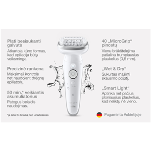 Braun Silk epil 9, Wet & Dry, white - Epilator