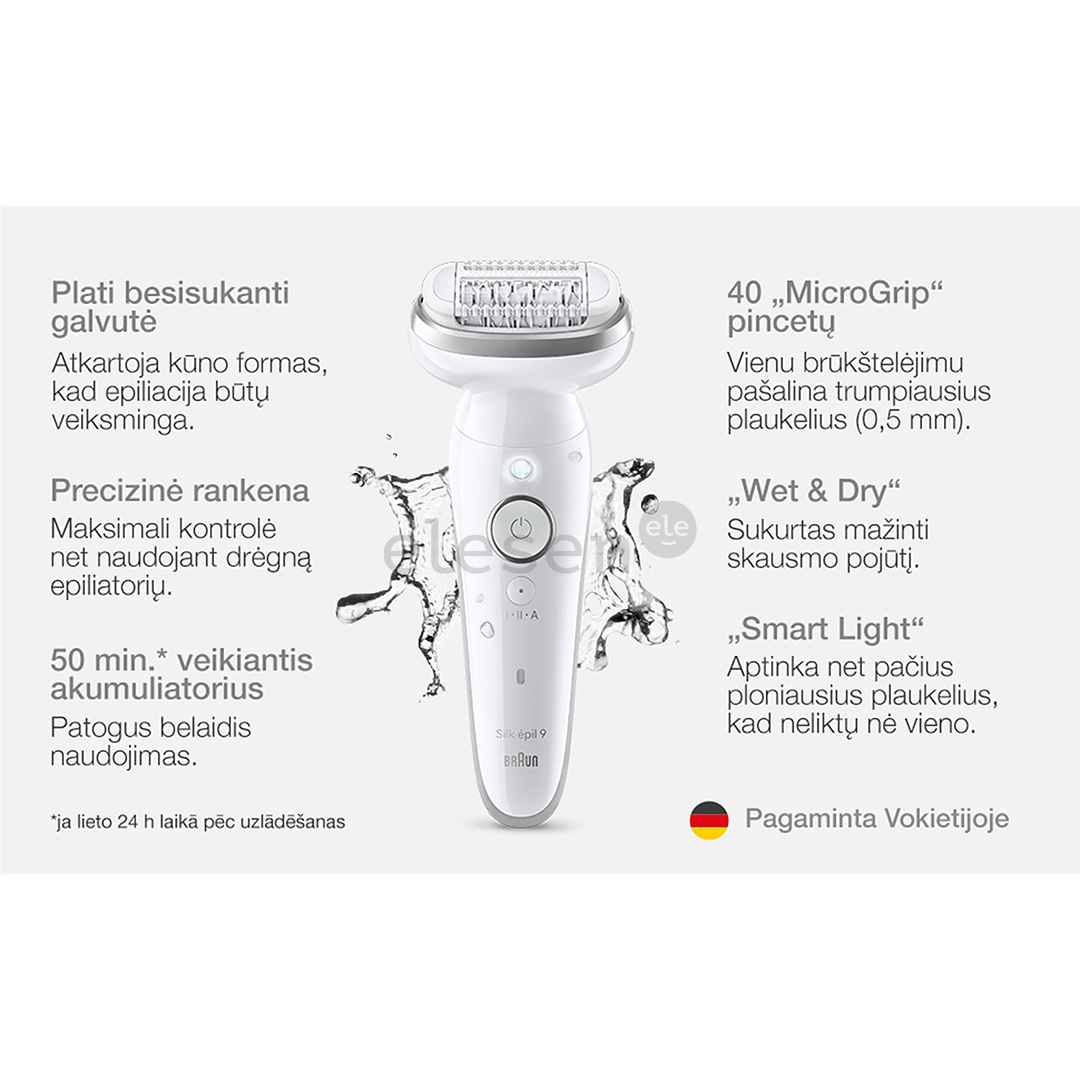 Braun Silk epil 9, Wet & Dry, white - Epilator