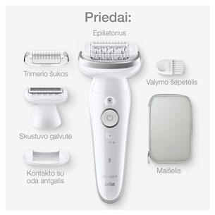 Braun Silk epil 9, Wet & Dry, white - Epilator