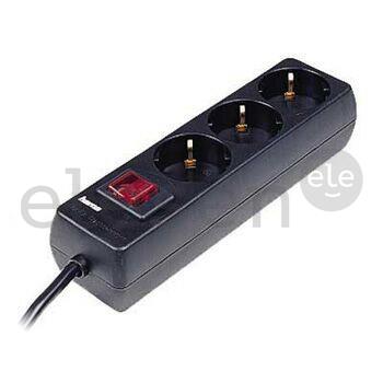 Hama Power Strip, 1,4 м, 3 розетки, черный - Удлинитель