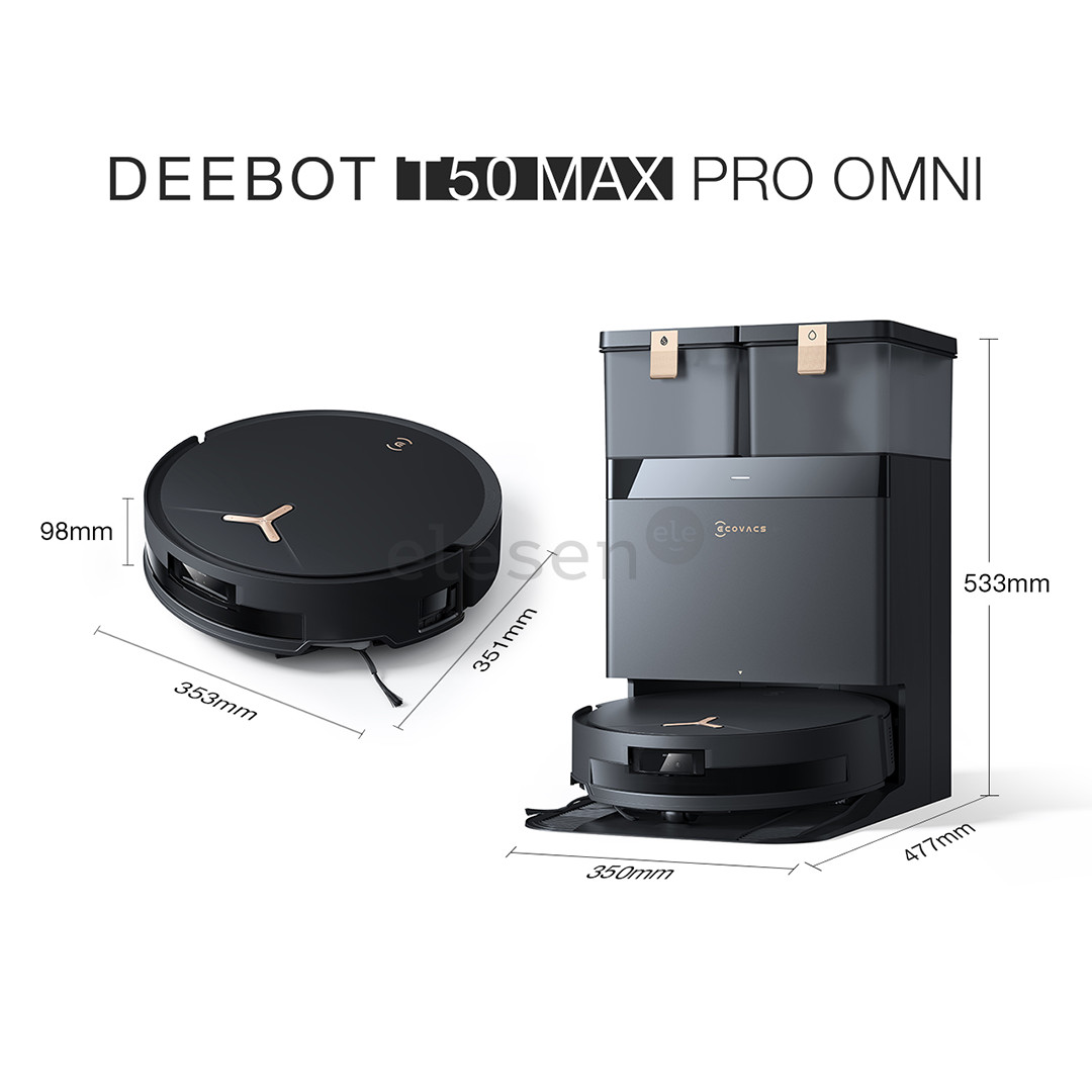 Ecovacs Deebot T50 Max Pro Omni, šlapio ir sauso valymo, juodas - Dulkių siurblys robotas