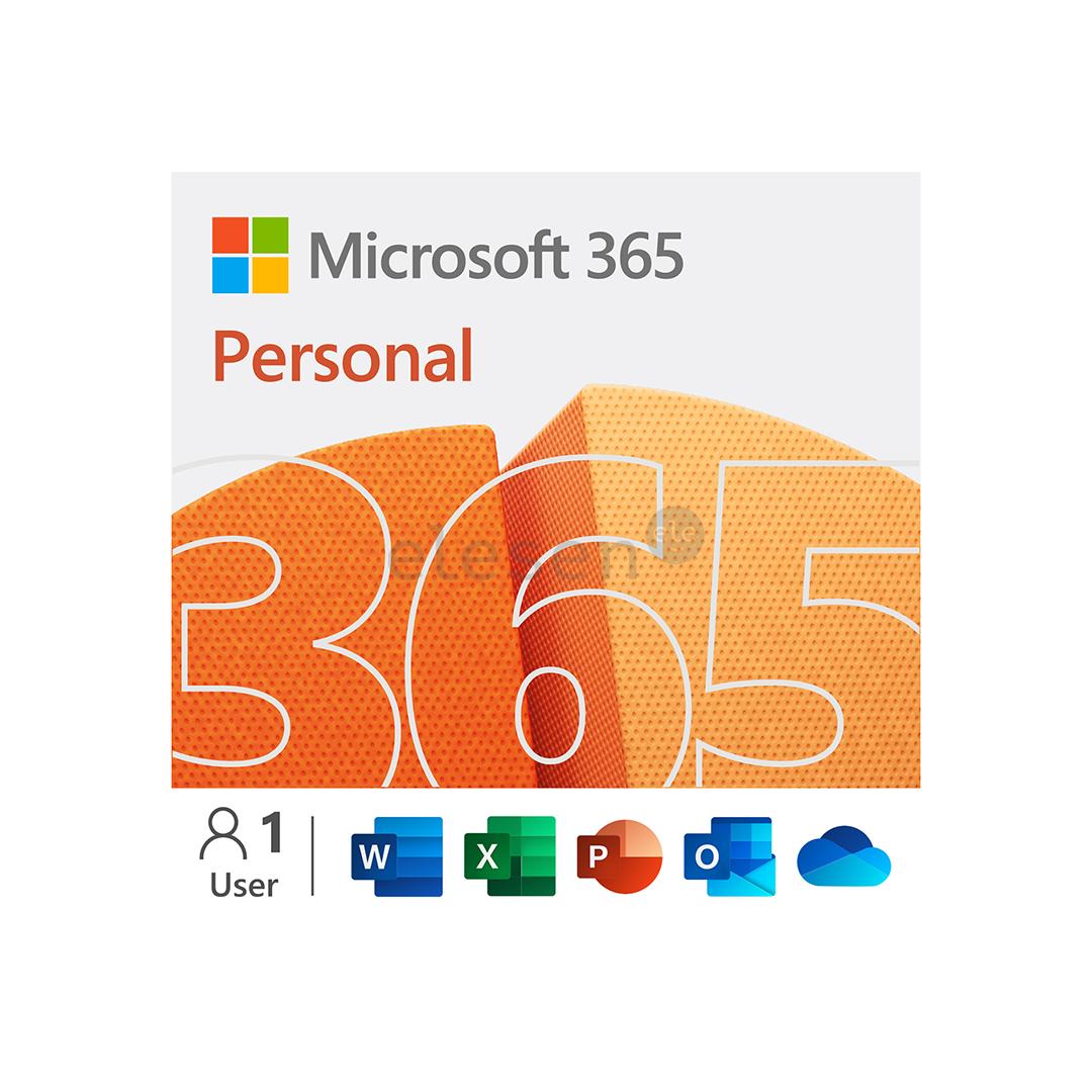 Microsoft 365 Personal, 12 mėnesių prenumerata, 1 naudotojas / 5 įrenginiai, 1 TB OneDrive, ENG - Programinė įranga