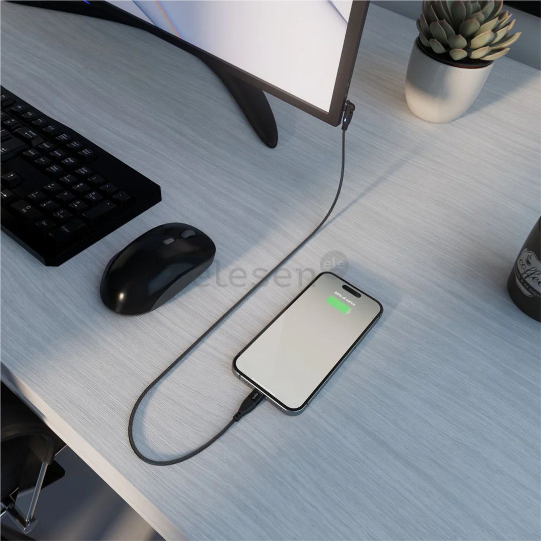 SBS Flexi, 60 Вт, 1 м, USB-C, серый - Кабель