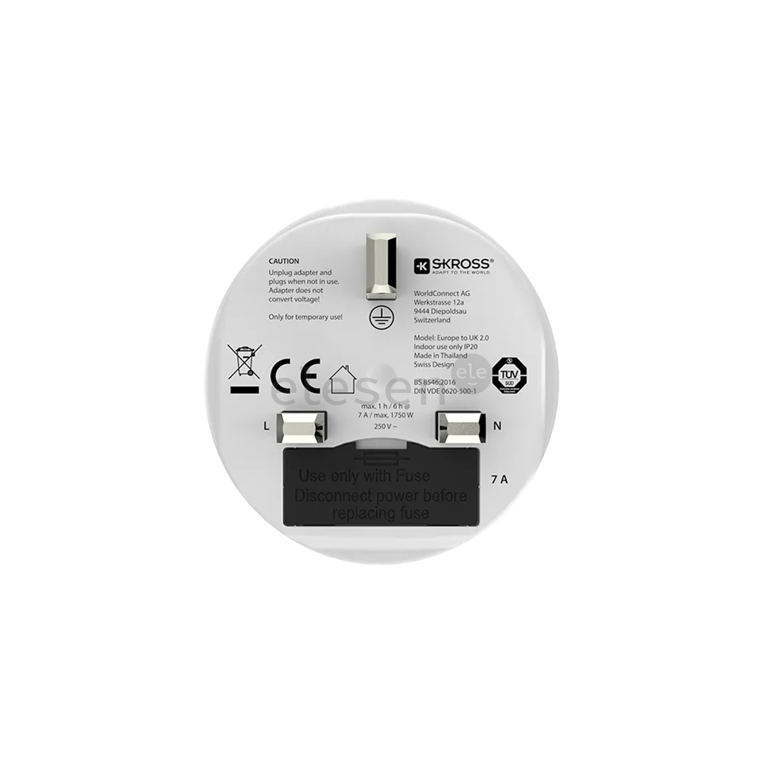 Skross Europe to UK, baltas - Adapteris