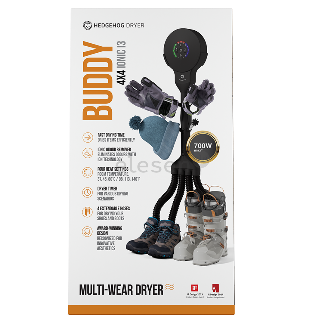 Hedgehog Buddy, 4x4, juodas - Batų džiovintuvas