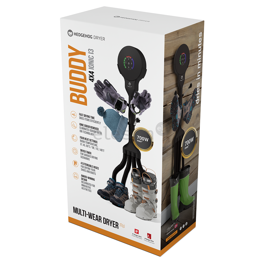 Hedgehog Buddy, 4x4, juodas - Batų džiovintuvas