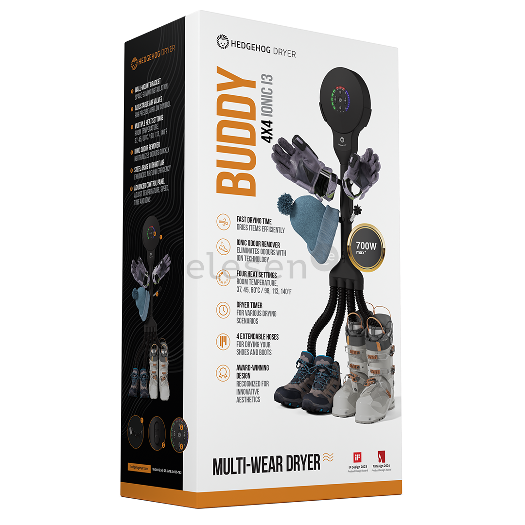 Hedgehog Buddy, 4x4, juodas - Batų džiovintuvas