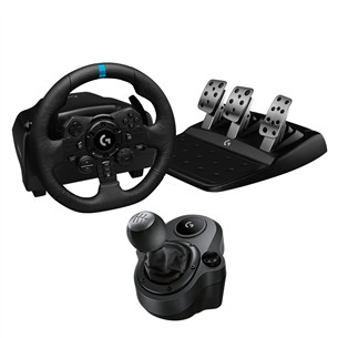 Logitech G923 + Driving Force Shifter, PC, PlayStation, juodas - Žaidimų vairas 991-000531