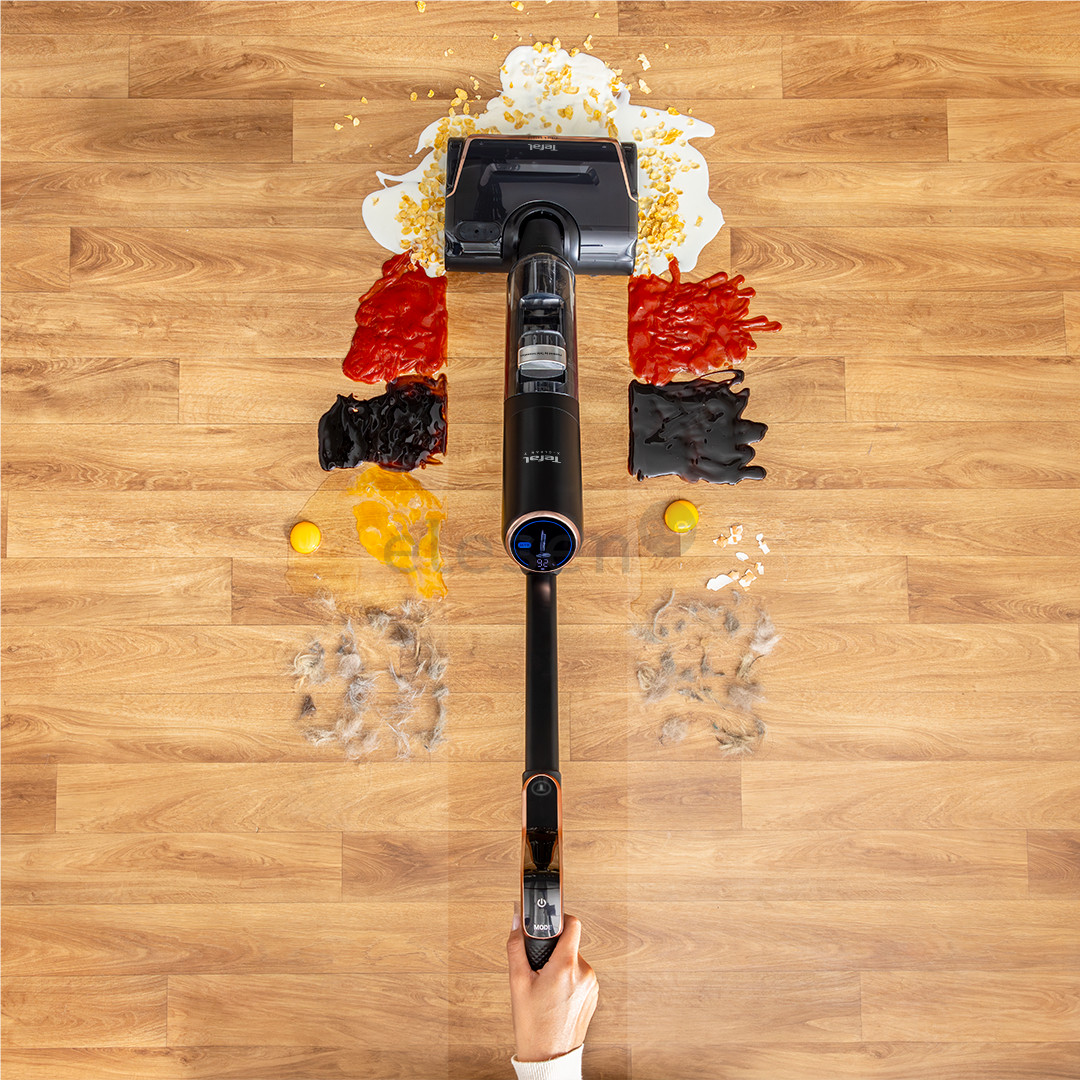 Tefal X-Clean 7, šlapias valymas, juodas/aukso spalvos - Belaidis siurblys kietoms grindims