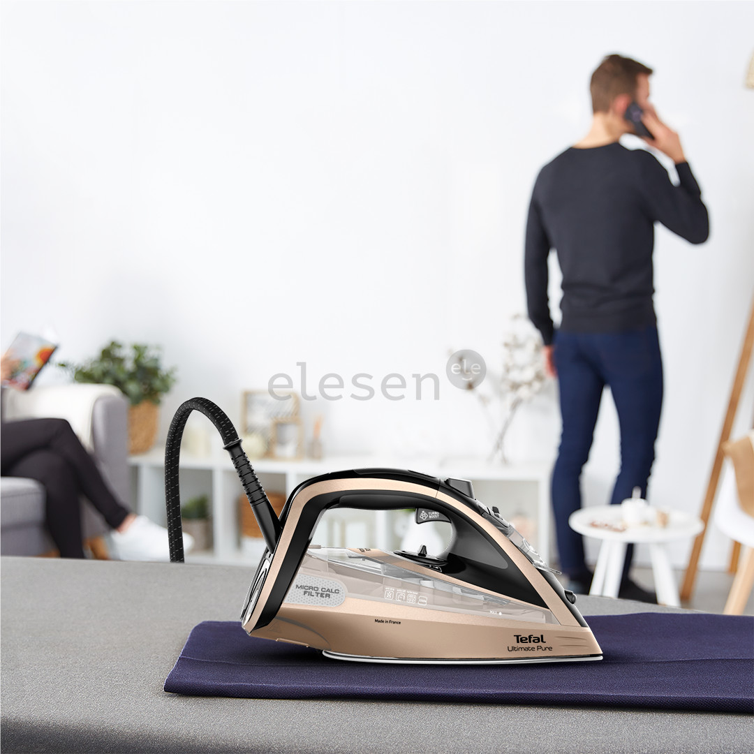 Tefal Ultimate Pure, 3200 Вт, черный/золотистый - Паровой утюг