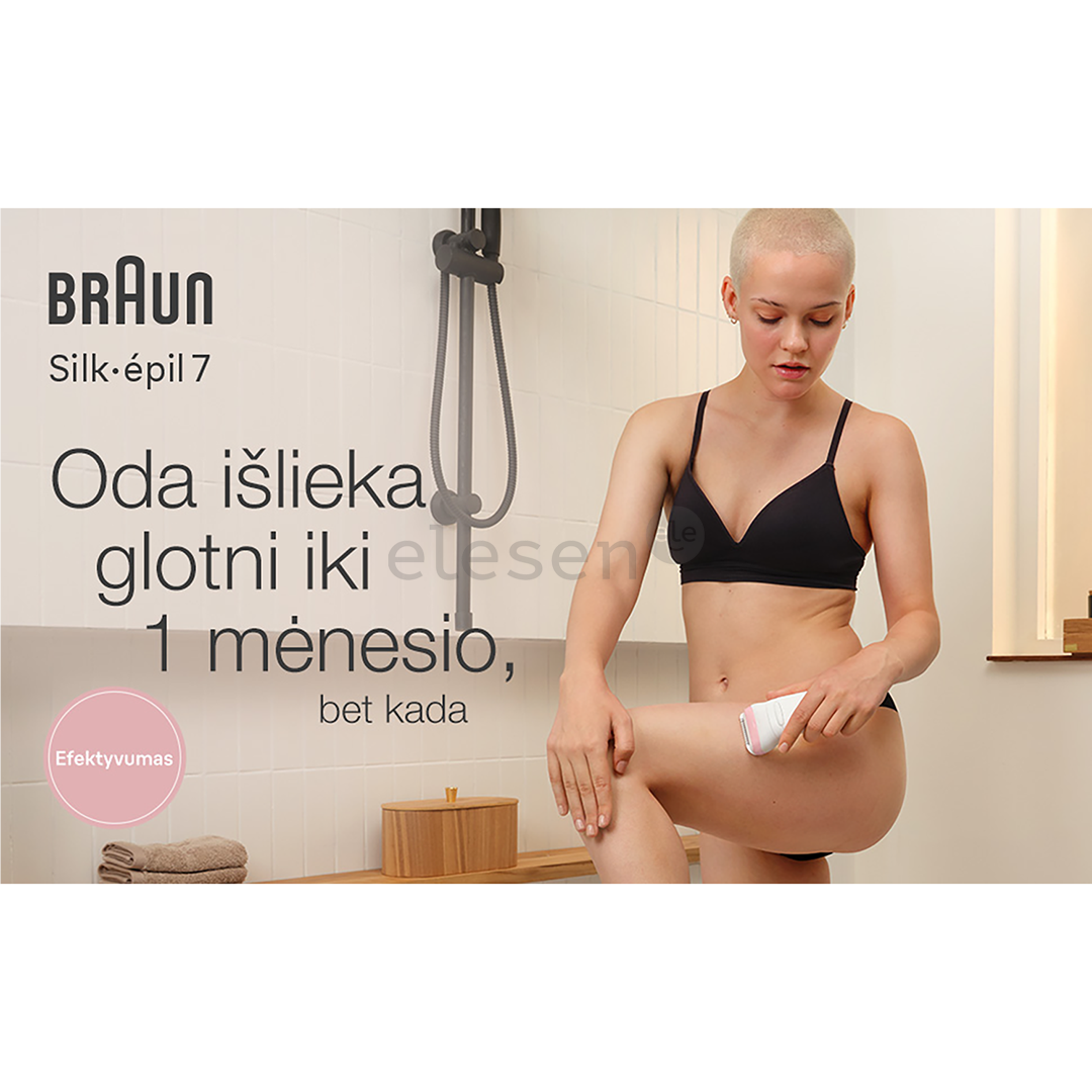Braun Silk epil 7, Wet & Dry, baltas/rožinis - Epiliatorius