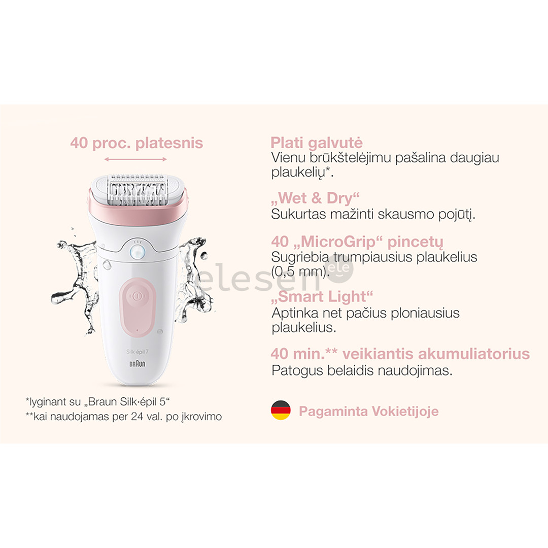 Braun Silk epil 7, Wet & Dry, white/pink - Epilator