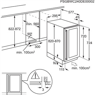 Electrolux 500 Series, 20 butelių , aukštis 82 cm, juodas - Įmontuojamas vyno šaldytuvas