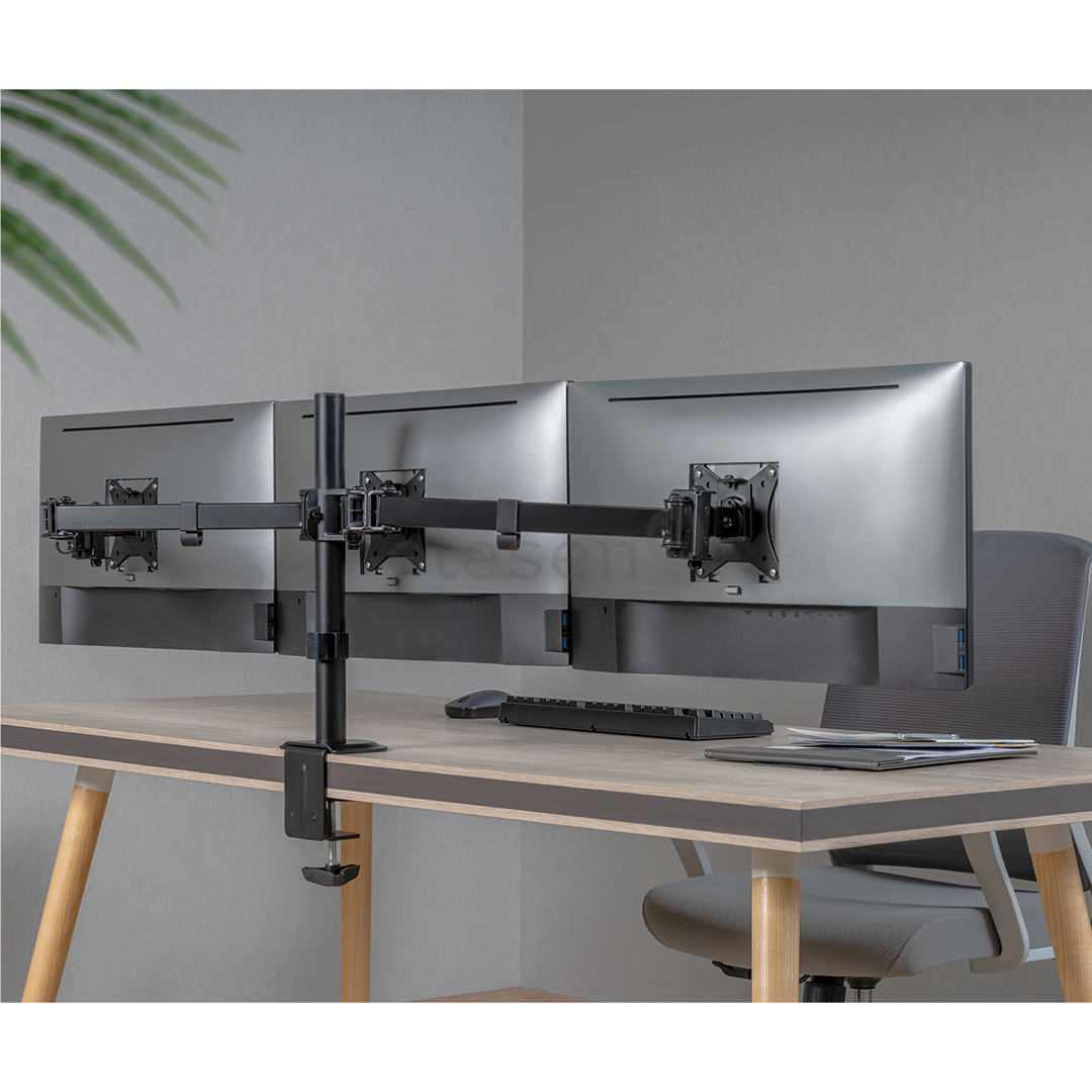 Deltaco Triple Desk Mount, 13-27'', black - Monitor stand