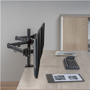 Deltaco Triple Desk Mount, 13-27'', black - Monitor stand