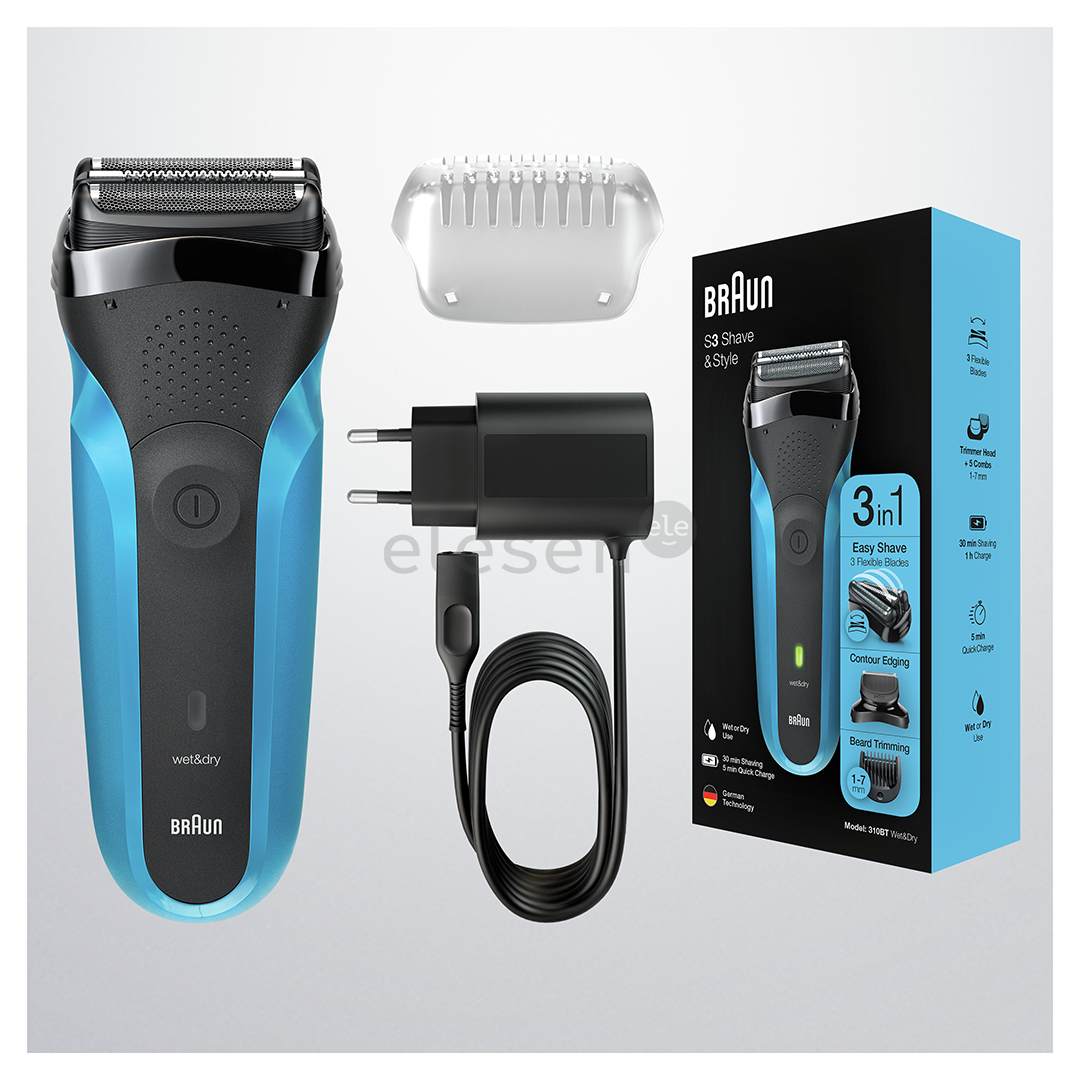 Braun Series 3 Shave & Style, Wet & Dry, mėlynas - Skustuvas