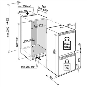 Liebherr Plus BioFresh, 255 L, height 177 cm - Built-in refrigerator