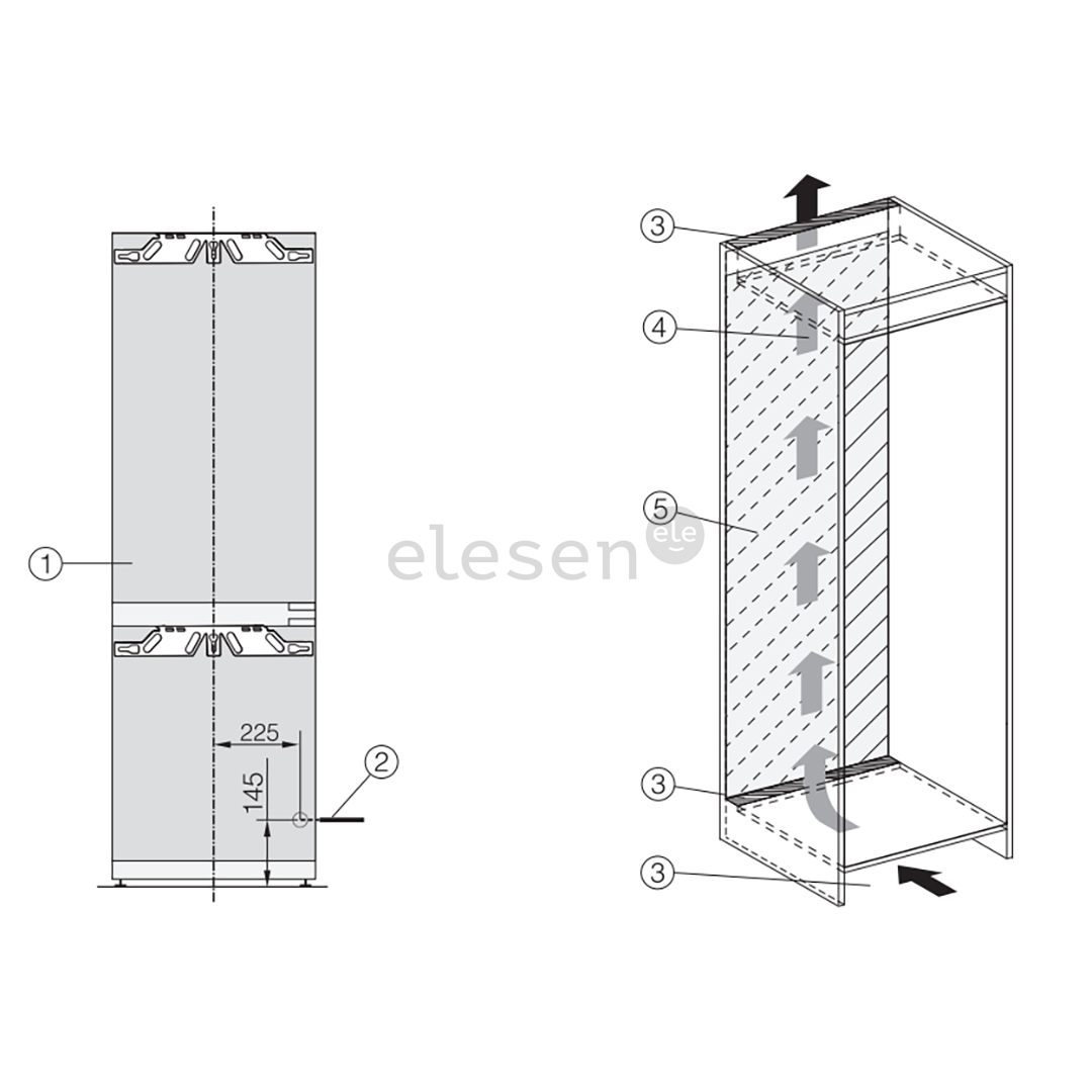 Miele NoFrost, 244 L, aukštis 177 cm - Įmontuojamas šaldytuvas