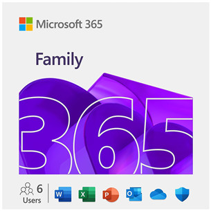 Microsoft 365 Family, 12 mėn. prenumerata, 6 naudotojai / 5 įrenginiai, 1 TB OneDrive, ENG - Programinė įranga EP2-32335