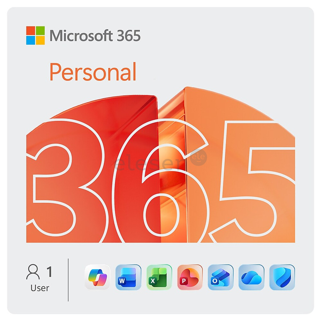 Microsoft 365 Personal, 12 mėnesių prenumerata, 1 naudotojas / 5 įrenginiai, 1 TB OneDrive, ENG - Programinė įranga
