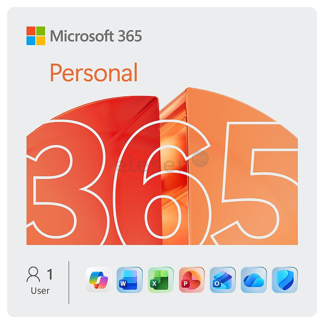 Microsoft 365 Personal, 12 mėnesių prenumerata, 1 naudotojas / 5 įrenginiai, 1 TB OneDrive, ENG - Programinė įranga