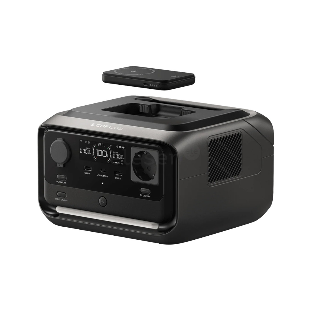 Ecoflow River 3 Max Plus Wireless, 858 Wh, juodas/pilkas - Maitinimo šaltinis