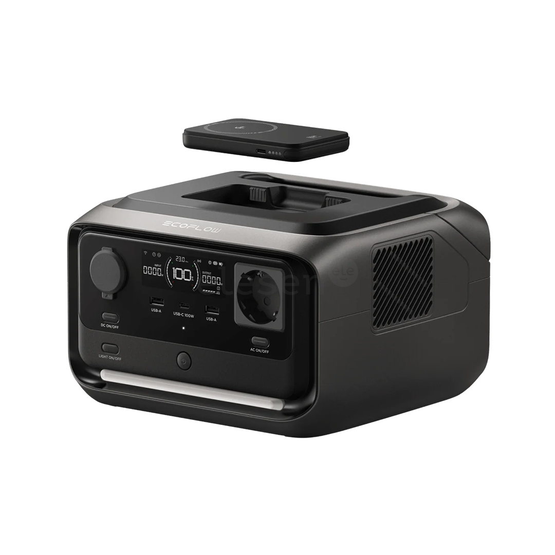 Ecoflow River 3 Max Plus Wireless, 858 Wh, juodas/pilkas - Maitinimo šaltinis