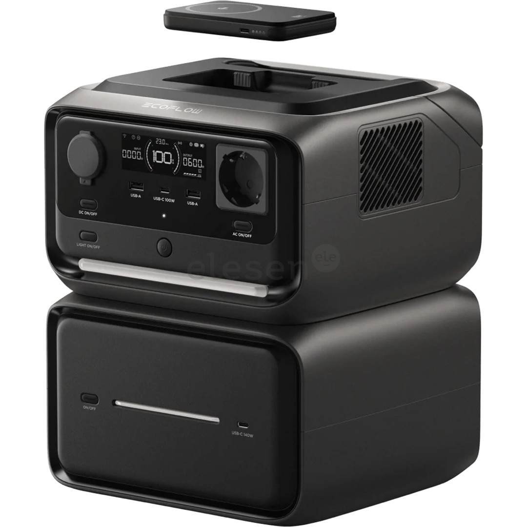 Ecoflow River 3 Max Plus Wireless, 858 Wh, juodas/pilkas - Maitinimo šaltinis