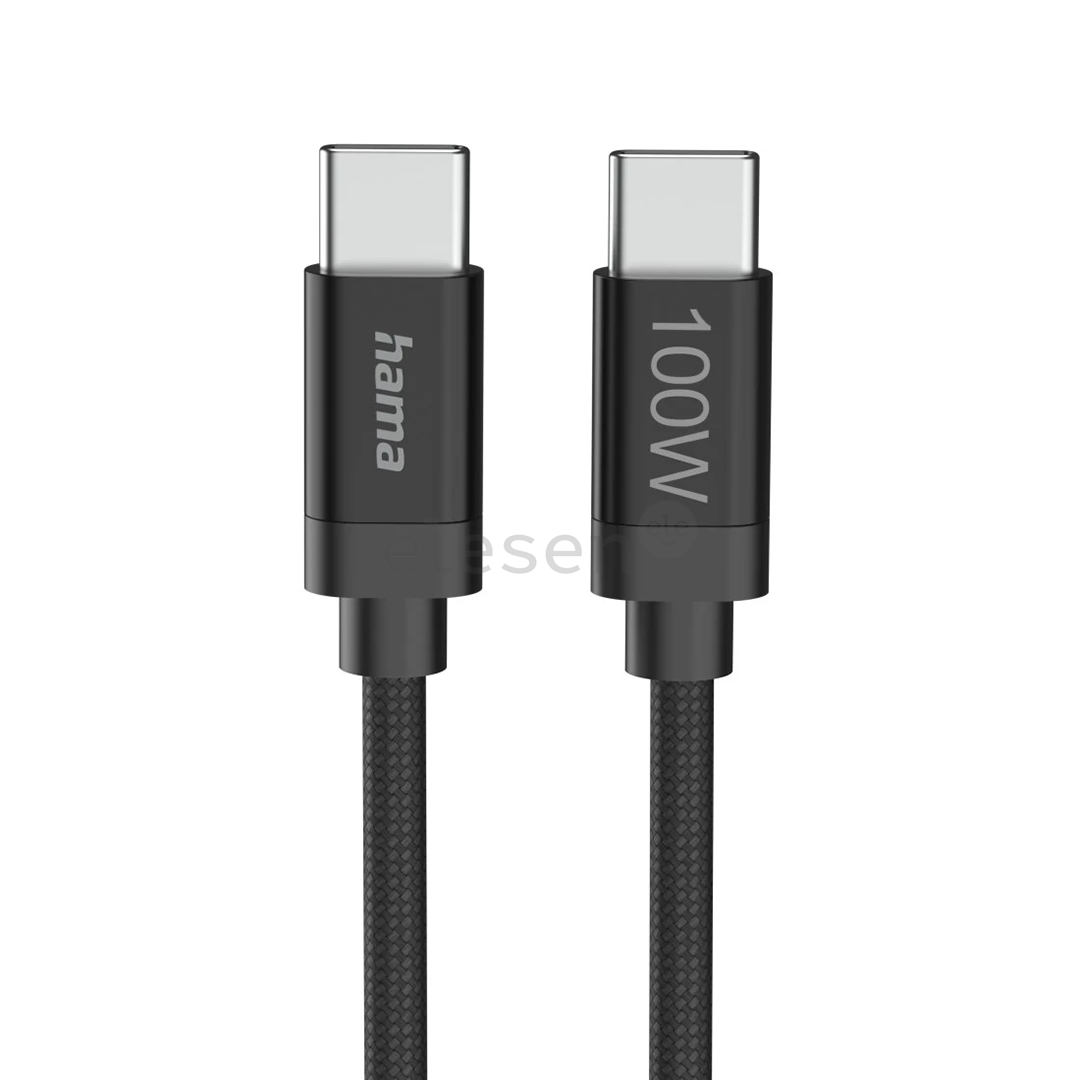 Hama Fabric Charging Cable, USB-C - USB-C, нейлон, 3 м, черный - Кабель